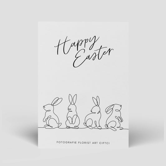 Postkarte Happy Easter Line Art