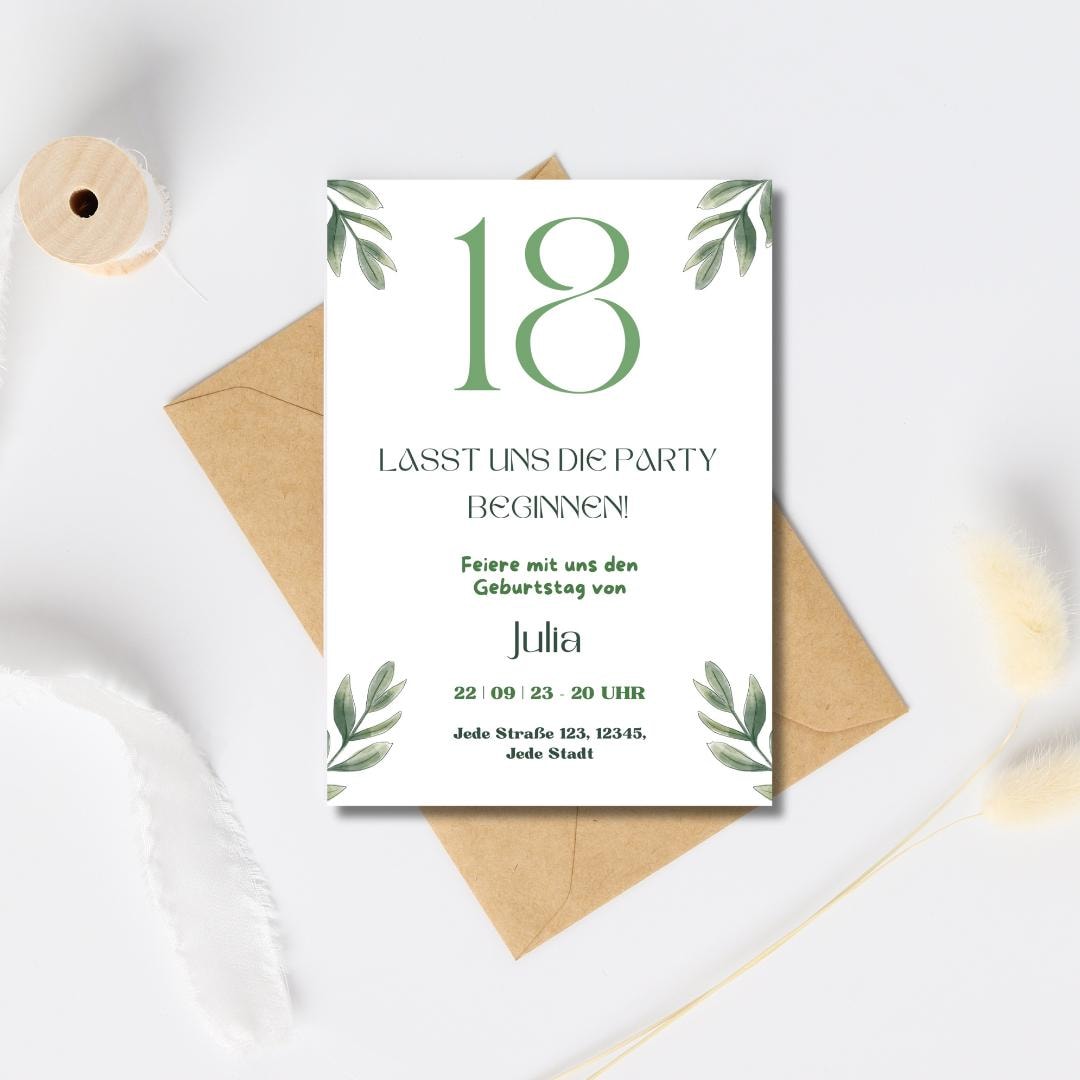 Digitale Einladung 18. Geburtstag | Canva Vorlage | Party Einladung zum Ausdrucken oder Versenden