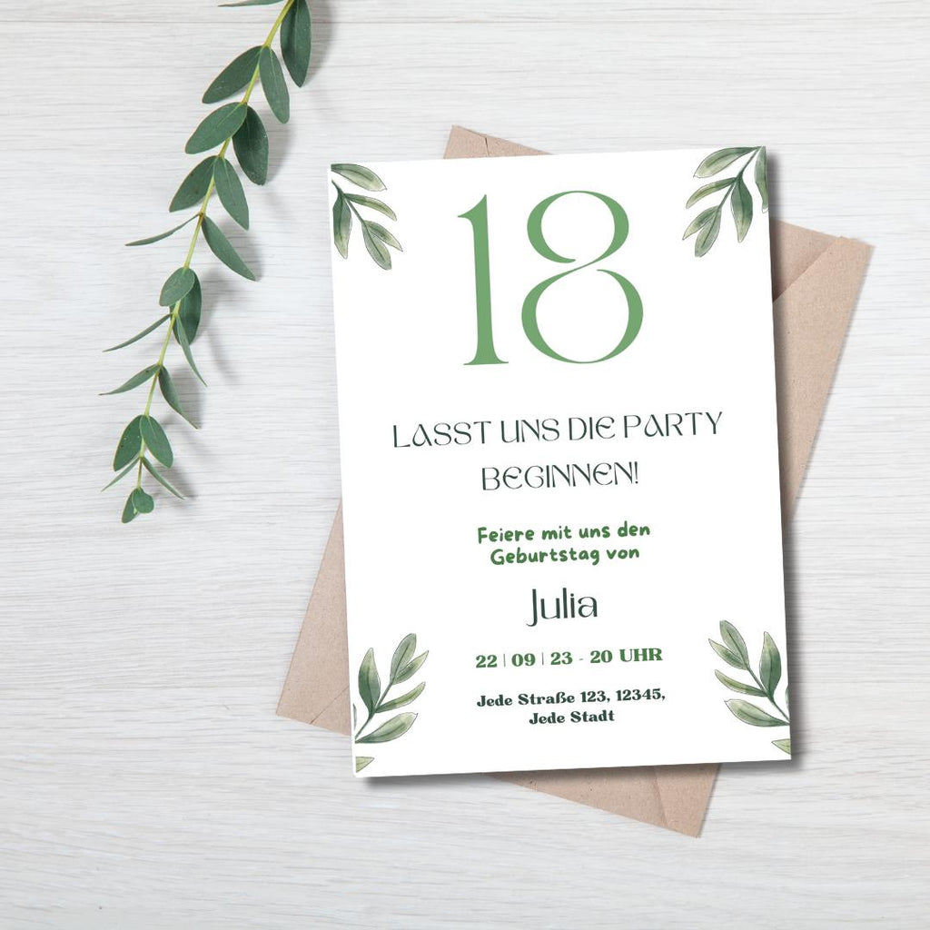 Digitale Einladung 18. Geburtstag | Canva Vorlage | Party Einladung zum Ausdrucken oder Versenden