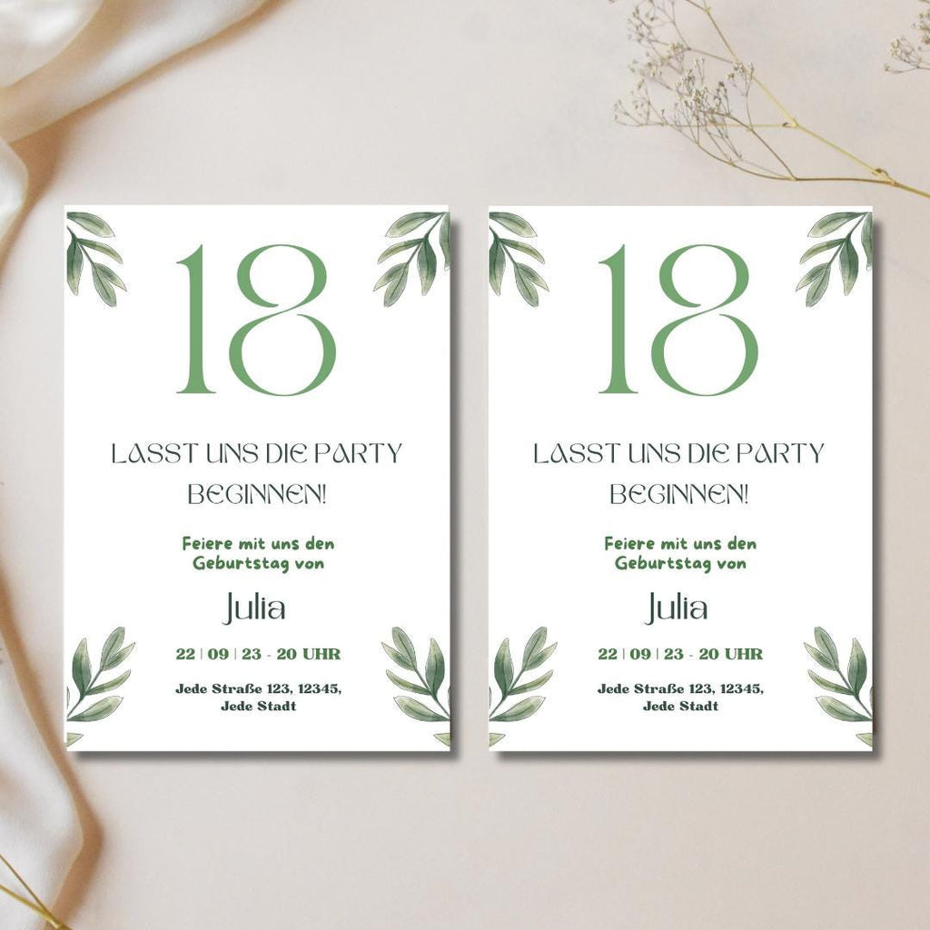 Digitale Einladung 18. Geburtstag | Canva Vorlage | Party Einladung zum Ausdrucken oder Versenden